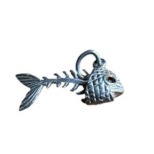 Vintage 925 Sterling Silver Fish Charm Pendant  2 Cm