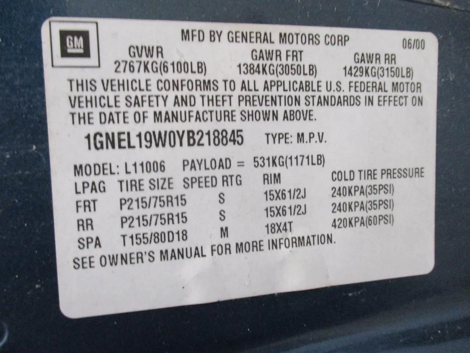 Automatic Transmission AWD Fits 98-00 ASTRO 1710238 Foto 4 de 4