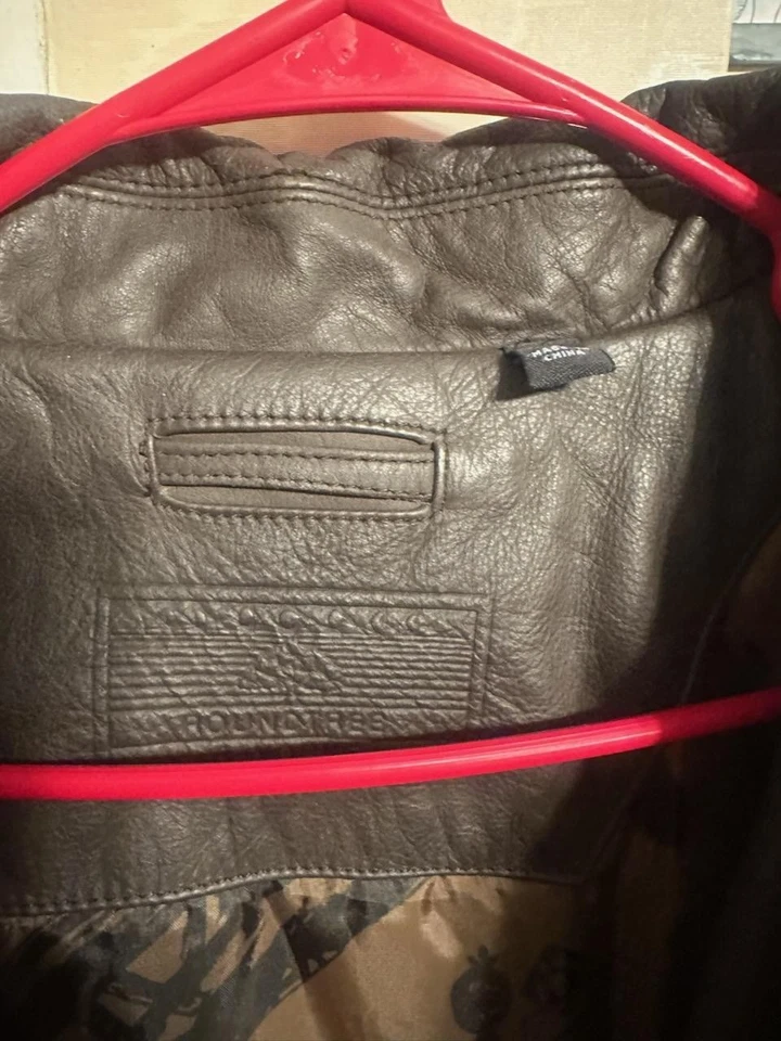 Chaqueta Bomber Roundtree And Yorke Para Hombre Cuero Marrón De Colección Años 90 Foto 3 de 4