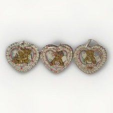 Cherished Teddies 4 Heart Shaped Plaques 1994 Enesco Pink Love Ruffles Bear