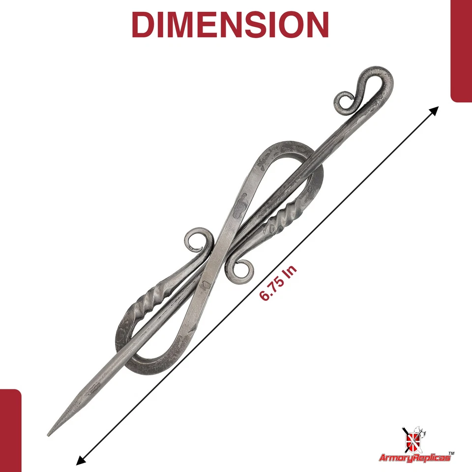 Medieval Inspired Gifts for Her Forged Iron Accessory Barrette Hair Stick Pin - Image 2 of 4