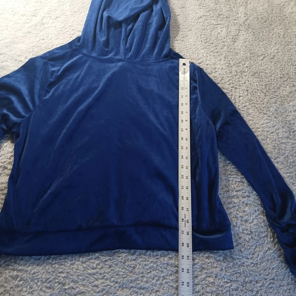 Sudadera con Capucha Arabella Terciopelo Acanalado Cremallera 2X Azul Chaqueta con Capucha Y2K Indie Sleaze Foto 4 de 4