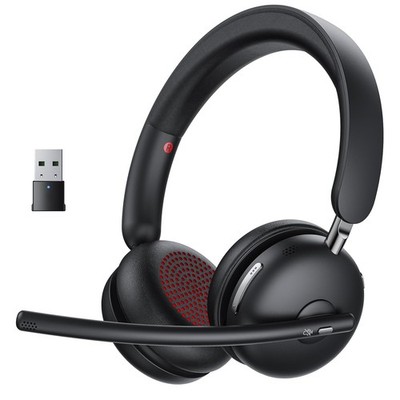Wireless Headset with Mic for Work, One-Tap Mute & USB Dongle, Bluetooth 5.3 ...