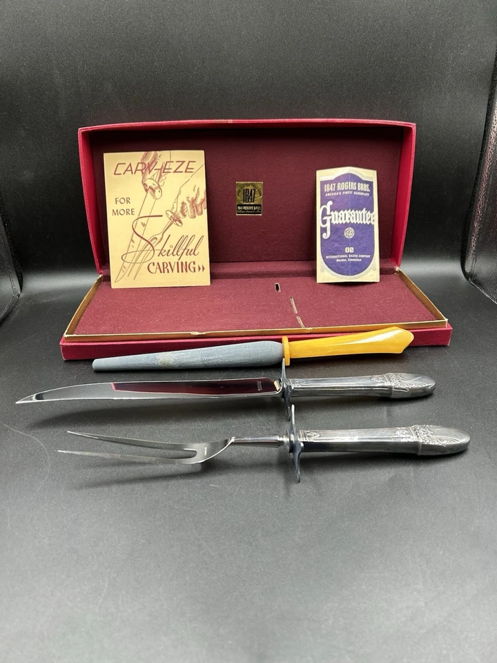 Juego de tallado asado First Love 1847 Rogers Bros ISC juego de 3 piezas caja original papeles Foto 2 de 4