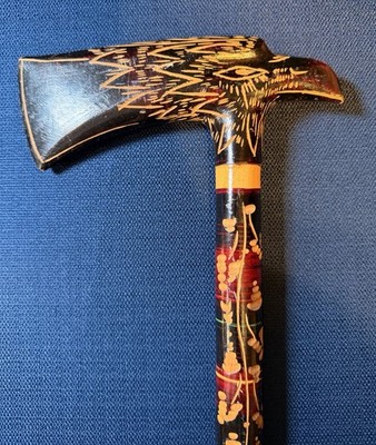 Vtg Carpathian Ciupaga Valaska Shepherd Axe Walking Stick Cane Eagle Wood 34''