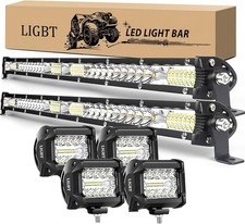 LIGBT 2Pcs 21 Inch 204W Slim LED Light Bar 4PCS Pods