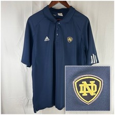 Adidas Notre Dame Fighting Irish Polo Shirt Mens Large Blue Athletic Polyester