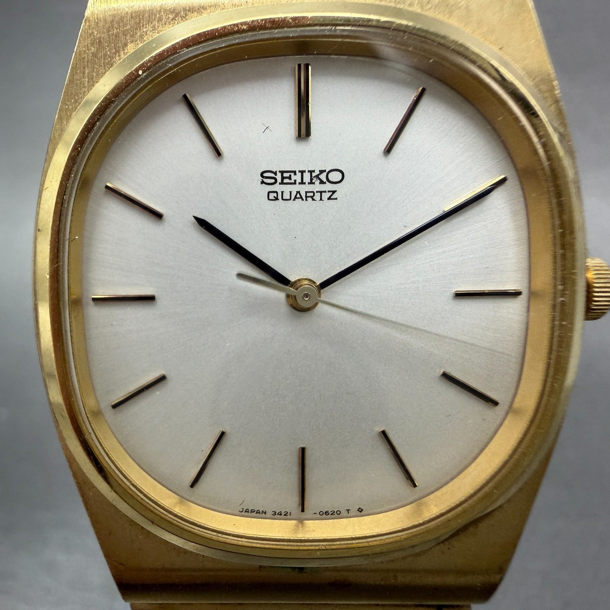 Seiko Watch Men 30mm Silver Dial Gold Tone Oval 3421-5269 New