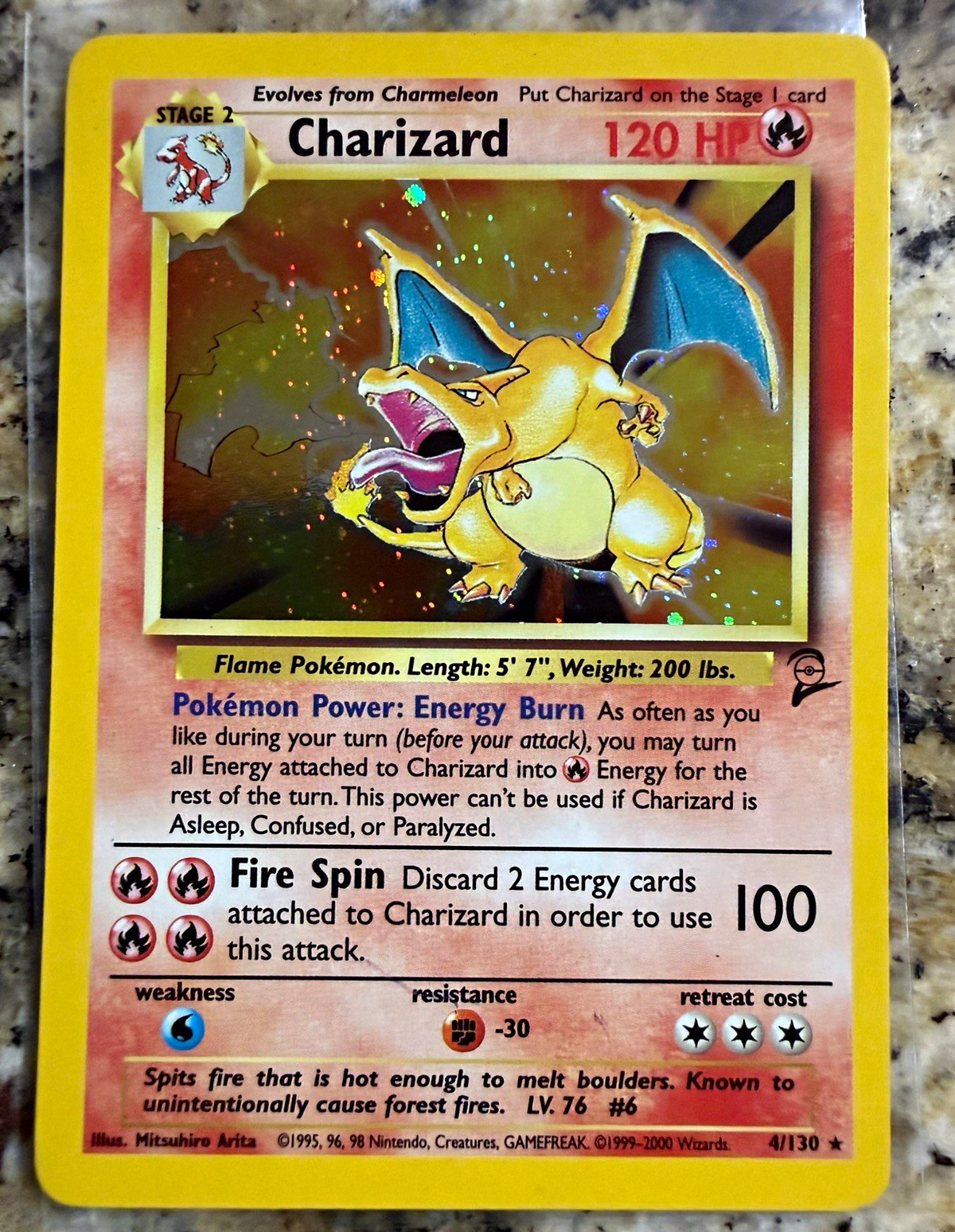 NM- Charizard Base Set 2 4/130 Holo Rare 1999 English Pokemon TCG - NM