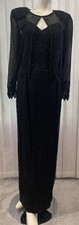 Stenay Vintage Womens Long Black Beaded Gown/ Dress With Jacket Size 6