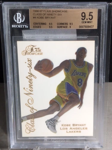 KOBE BRYANT 1996-97 FLAIR SHOWCASE CLASS OF NINETY-SIX ROOKIE INSERT #4 BGS 9.5