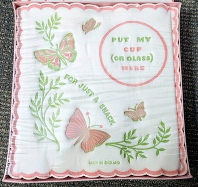 Freund-Mayer & Co Snackmats Napkins Floral Butterfly Pink 10 Vintage Tea Shower