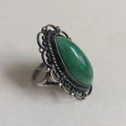 Vintage Sterling Silver Green Stone Filigree Ring