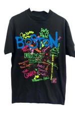 Vintage 1994 Wild Oats Boston Neon Graphic T-Shirt L USA Made Tourist Tee 90s#Z8