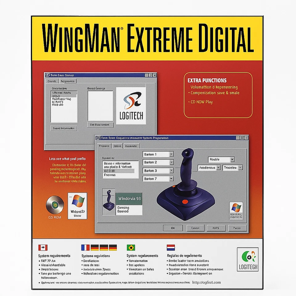 Vintage 1997 Logitech Wingman Extreme Digital Joystick Sealed In Box!!! Rare - Image 4 of 4