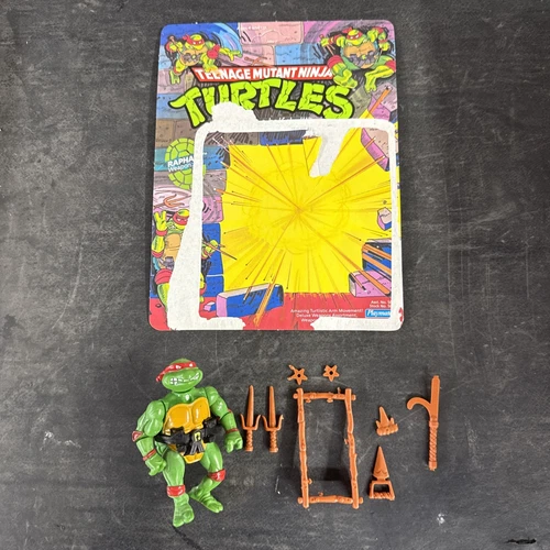 Vintage 1988 Raphael HARD HEAD TMNT Figure Complete w/Cardback A17