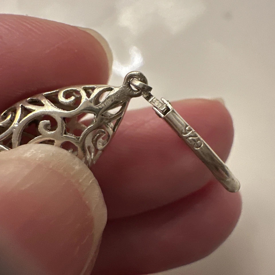 925 Sterling Silver Antique Filigree Light-Weight Drop Dangle Earrings for Women - Image 4 of 4