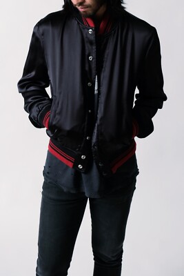 Saint Laurent Paris Mr. X Jacket Black Souvenir Bomber Hedi