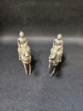 2 Vintage Lead Toy British Jousting Medieval Knights 1 Black  1 Brown Horse