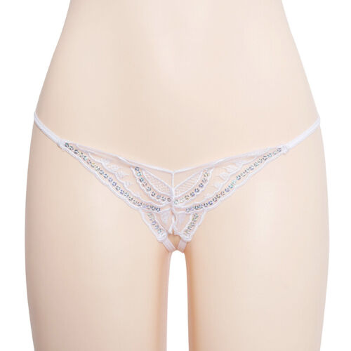 Sexy Thongs Panties Open Crotch Crotchless Underwear Lace Butterfly G-string UK - Picture 8 of 16