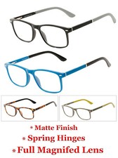 1 or 2 Pair Men Women Retro Square Matte Frame Reading Glasses Spring Hinge