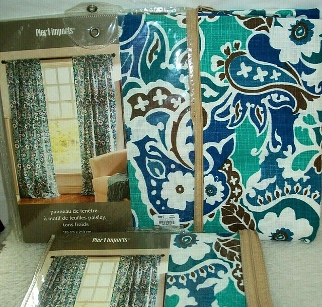 2 Curtain Panels 46 X 84 Pier 1 Imports Vibrant Cool Paisley Leaf