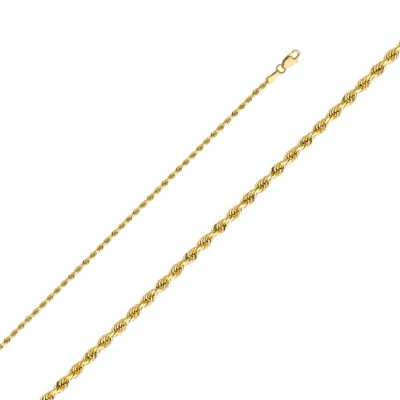 Echt 14k Gelbgold 2mm Massiv Seil Kette Halskette 16'' 18'' 20'' 22'' 24''
