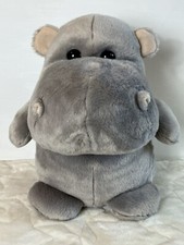 Hippo Sitting Plush 12 Stuffed Animal Aurora Gray Creme Toy Jungle Animal 2016