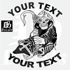 Custom Name Fishing Grim Reaper Car Boat Truck Window Vinyl Decal Sticker