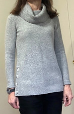 NWOT LOFT Gray Grey Merino Wool Blend Cowl Neck Pullover Sweater Size XXSP