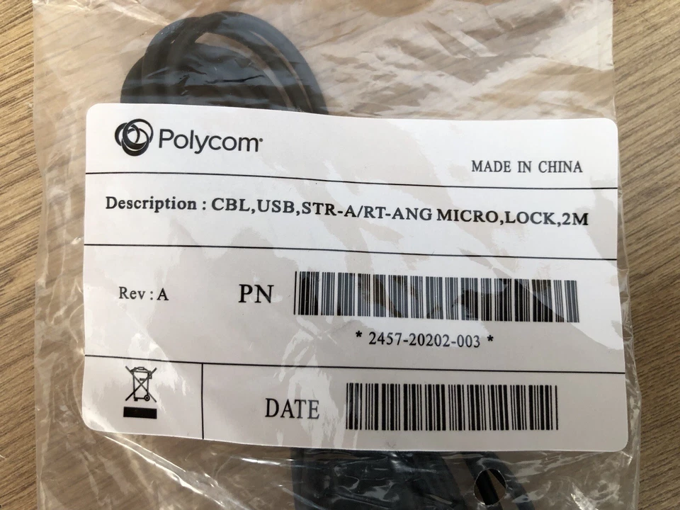 Polycom 2457-20202-003 Polycom CBL USB STR-A/RT-ANG MICRO LOCK 2M (Inc VAT) - Image 3 of 4