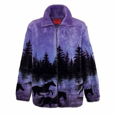 Black Mountain Twilight Horses Ultra Plush Fleece Horse Jacket New XS - 3X