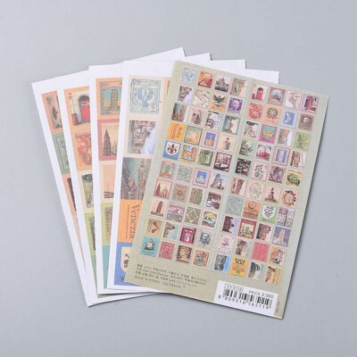 Postage Stamp shape labels stickers 5 sheets per pack Very Nice for envelope s50