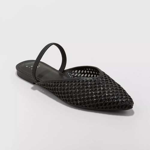 black flat slip ons
