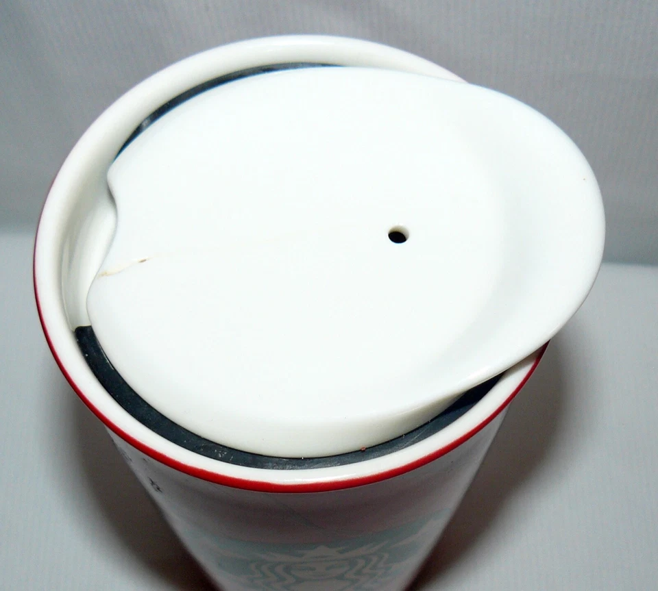 Starbucks 2014 Red Ceramic Tumbler Green Siren Logo 12 oz. - Image 4 of 4