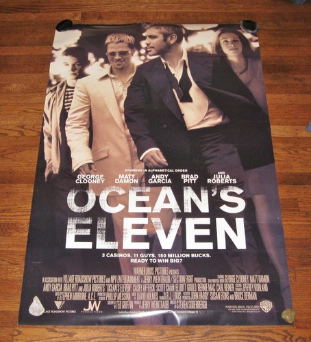 Póster de la película Clooney Pitt raro Ocean's Eleven de colección 2001 reverso doble cara - Imagen 2 de 10