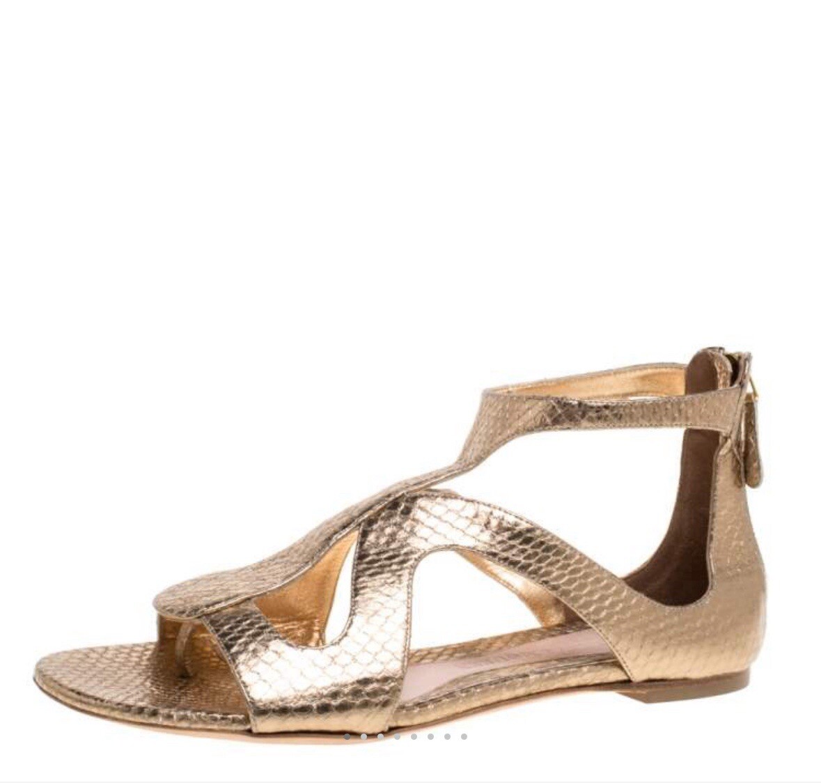 Alexander McQueen Gold Python Cutout Sandals Worn… - image 3