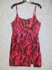 Women's Wild Fable Pink Purple Swirl Notch Slip Dress Lined New NWT Size M