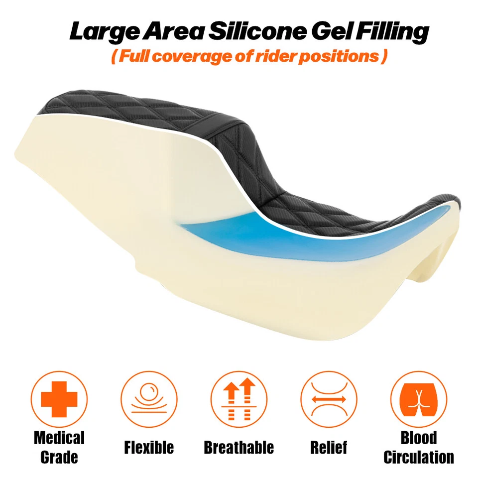 Asiento trasero completo de gel de sílice para Harley Electra Glide Ultra Limited 2008-2023 Foto 2 de 4