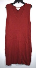 Ann Taylor Loft Womens Solid Red V-Neck Sleeveless Casual Asymmetrical Dress M