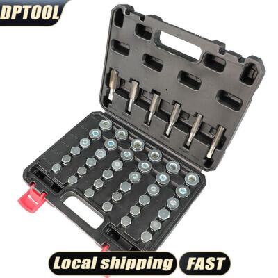 114pc Oil Pan Thread Repair Kit Sump Drain Plug Tool Set M13 M15 M17 M20 M22