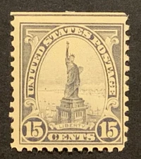 Travelstamps: 1923-1925 US Stamps Scott #566 15c Liberty Mint OG Hinged MOGH