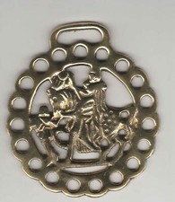 Horse Brass featuring Knight on Horseback being led 85 x 65 mm appx - good cond