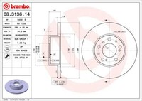 2X Brembo 08.3136.14 Bremsscheibe FüR CitroËN Passend FüR Fiat Peugeot