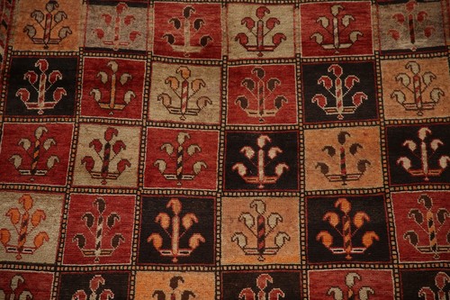 Vegetable Dye Checked Bakhtiari Area Rug 5x9 ft. Handmade Wool Vintage Carpet - Picture 4 of 12