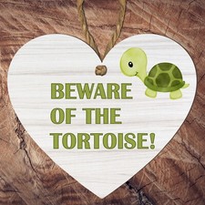 Humorous Tortoise Heart Plaque - Beware of the Tortoise - Fun Animal Decor Sign