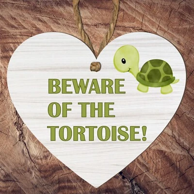 LASER CRAFT SHAPES LTD Humorous Tortoise Heart Plaque - Beware of the Tortoise - Fun Animal Decor Sign