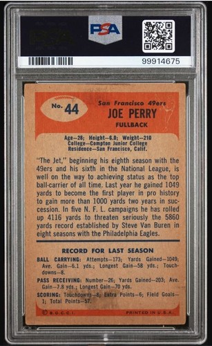 1955 Bowman Joe Perry Signed Football Card PSA 3 DNA Certified Auto 9 HOF - Picture 3 of 3