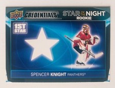 SPENCER KNIGHT 2021-22 Credentials 1st Star of the Night Rookie #1SR-6 Panthers