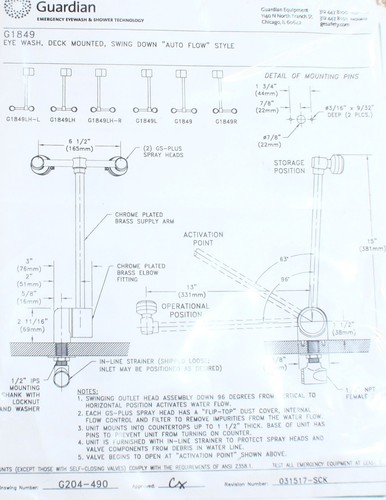 Guardian Equipment G1849 Deck Mounted Eyewash Station No - Picture 5 of 6